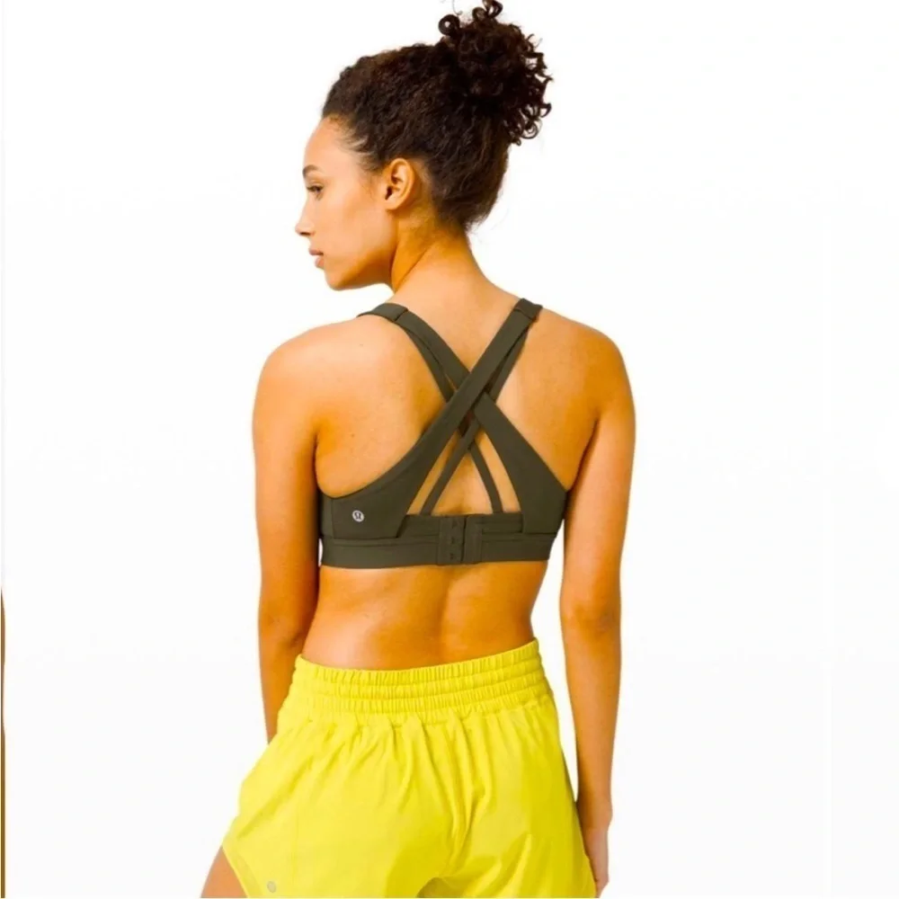 Lululemon Dark Olive Stash it All Padded Sports Bra Size 6